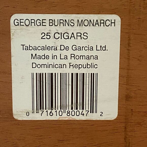 George Burns Monarch Collection Tall Wooden Cigar Box Humidor Wood 25 Vintage - Picture 8 of 10